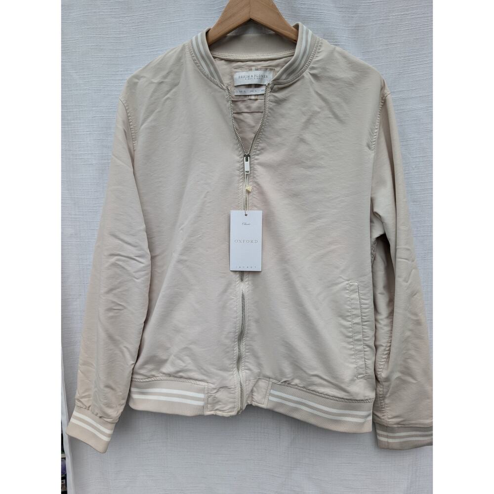 Denim & Flower Ricky Singh‎ Mens Oxford Bomber Jacket XL Sand Lightweight